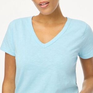 NWT J.Crew Short Sleeve Girlfriend Tee V Neck Light Blue Sz XXL